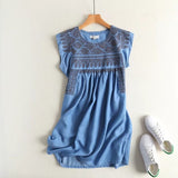 Women Dresses Embroidery Denim Dress