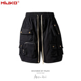 MIJKO Mens Shorts Casual Pants Multi-Pocket Shorts