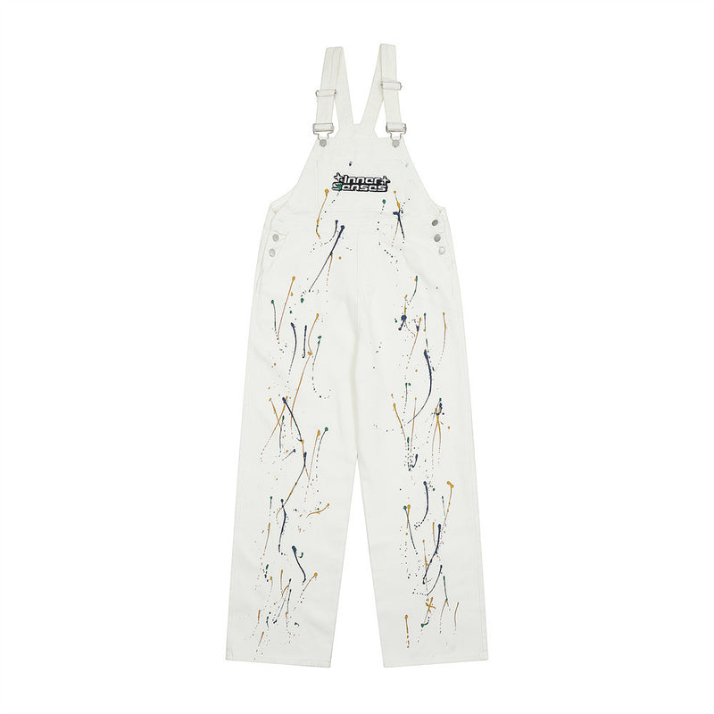 Overalls Men Jumpsuit Letter Embroidered Denim Overalls Men's Loose Ins Fashion Brand Workwear Jumpsuit