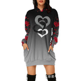 Valentine's Day Dress Hooded Long Sleeve Printed Skirt