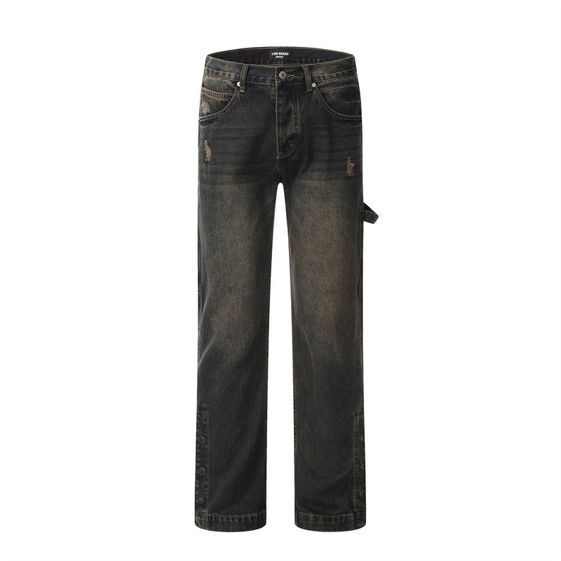 Men Jeans Multi-Pocket Loose Distressed