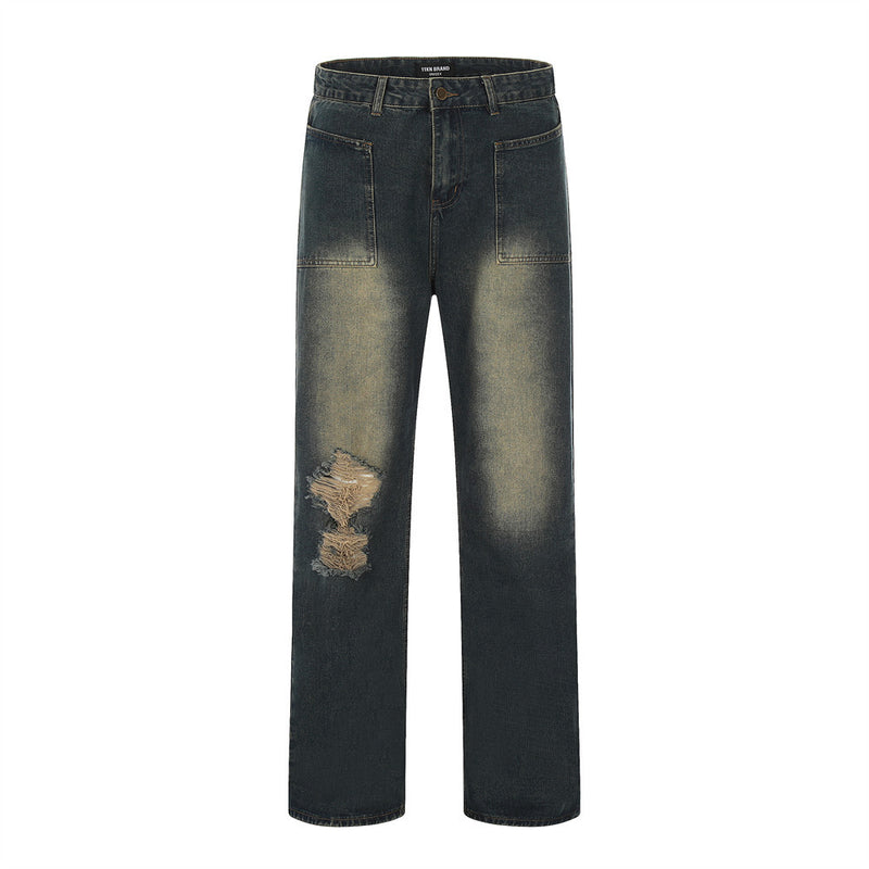 Men Jeans Loose Hole Leisure