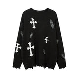 Women Sweater Vintage Cross Hole Idle Style