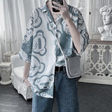 Men Shirts All-Match Loose Summer Full Print Shirt Coat