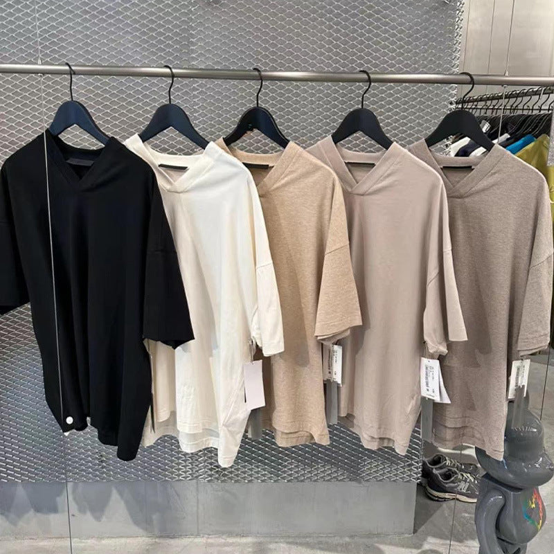 Fog Essentials T shirt Offset Logo Loose V-neck T shirt