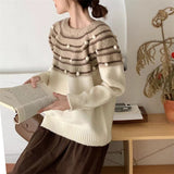 Women Pullover Sweater Vintage Stripe Sweaters