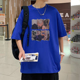 Men T Shirt Loose All-Match Cartoon Printed Casual