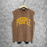 Purple Brand Distressed Tank T Shirts Distressed Sleeveless T-shirt Vest
