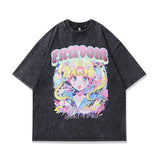 Men's T-Shirt T-shirt Men's and Women's Retro Wash Short Sleeve