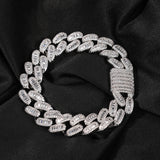 Bracelet 14MMT Square Zircon Hip Hop Cuban Chain Bracelet Spectrum St. Valentine's