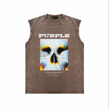Purple Brand Distressed Tank T Shirts Distressed Sleeveless T-shirt Vest