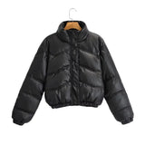 Women Cotton Coat Imitation Leather Jacket Thickened