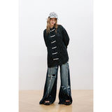 Unisex Shirt Chinese Style Shirt Loose Long Sleeve