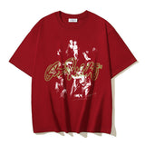 Off White T Shirts OW Vintage Oil Painting Portrait Crew Neck Pullover Short Sleeves