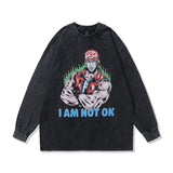 Mens Vintage Long Sleeve Shirt Men's Crew Neck Pullover T-Shirt
