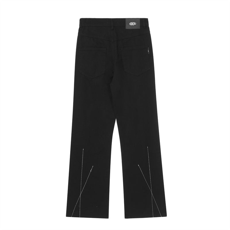 Men Jeans Twill Crisscross Lines