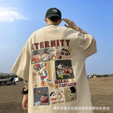Men T Shirt Heavy Loose plus Size Cartoon Print