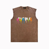 Purple Brand Distressed Tank T Shirts Distressed Sleeveless T-shirt Vest