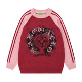 Men Sweater Dark Cross Printed round Neck Sweater