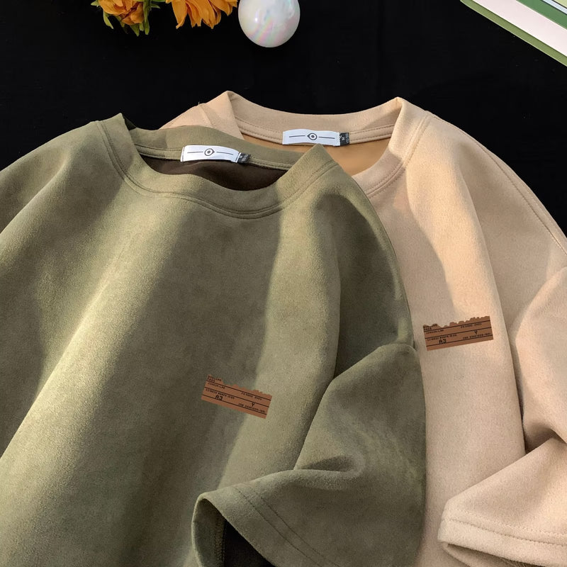 Men's T Shirt Summer Retro Casual Loose Suede