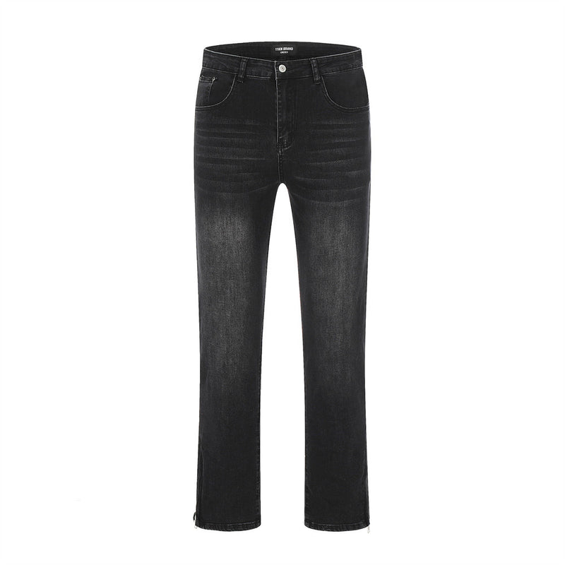 Men Jeans Zipper Slit Loose Casual