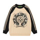 Men Sweater Dark Cross Printed round Neck Sweater