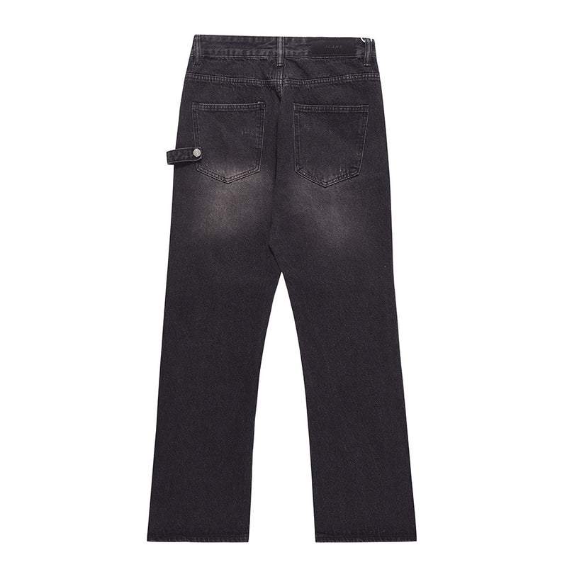 Men Jeans Distressed Loose Casual Zipper Slit