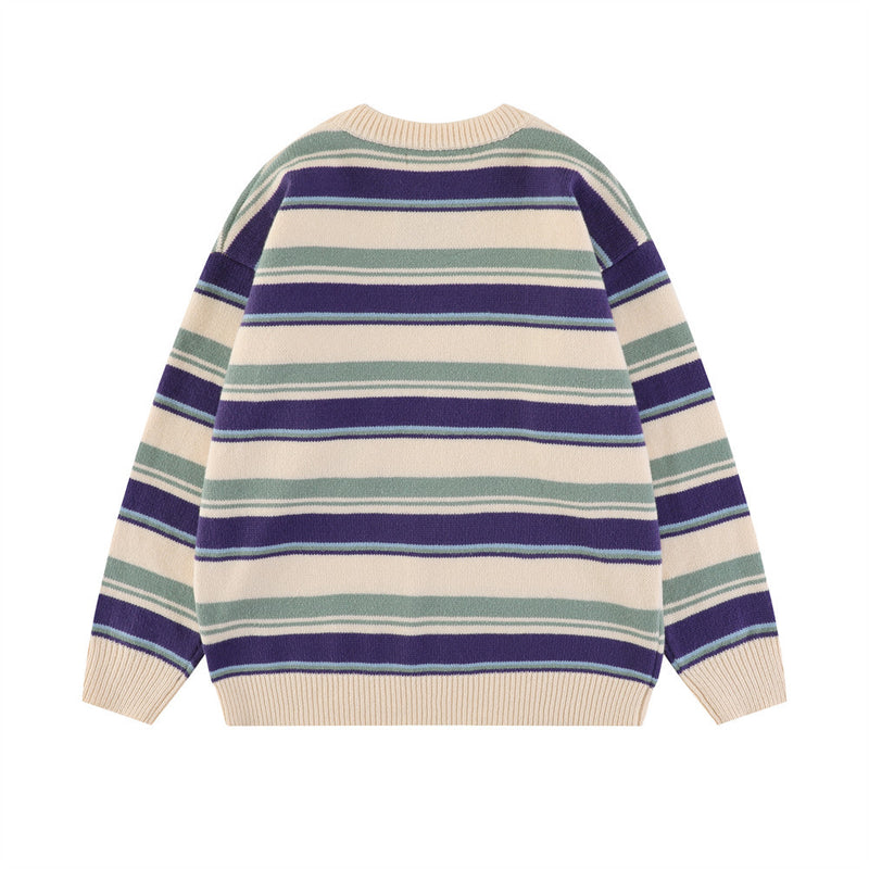 Men Sweater Striped Sweater Idle Style
