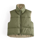 Women Vest Fashion Double-Sided Cotton-Padded Vest