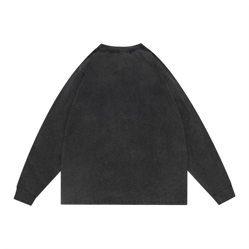Men Long Sleeve T-Shirt Personalized Printing Distressed Loose