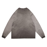 Men Long Sleeve T-Shirt Inkjet Gradient Tie-Dye Distressed Loose Casual