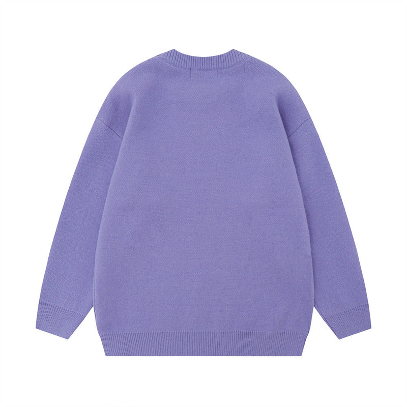 Men Sweater Jacquard Casual Loose Knitted Sweater