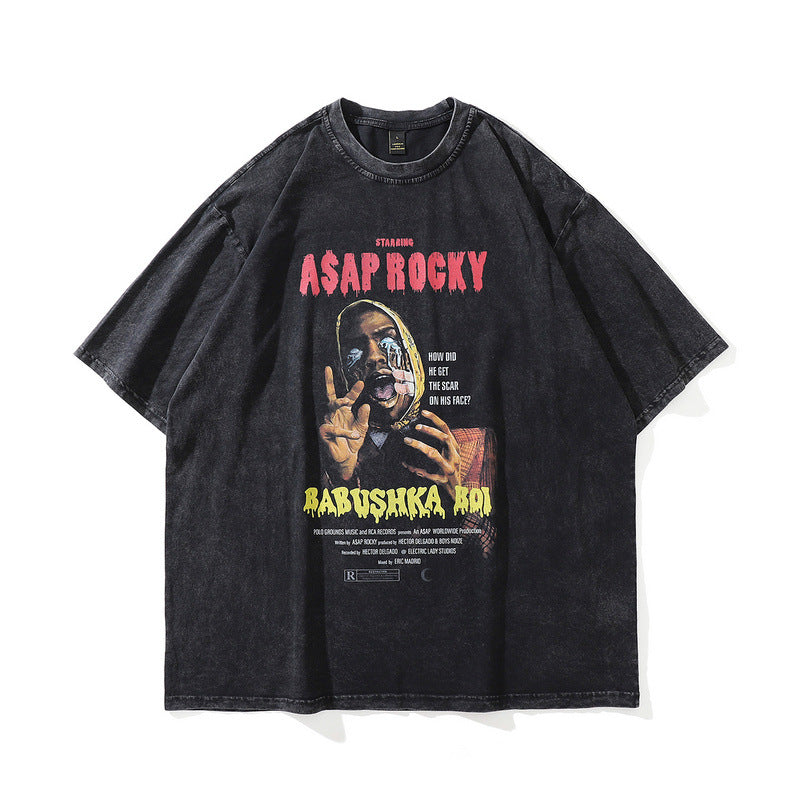 Men T-Shirt Rapper Vintage Print Oversize