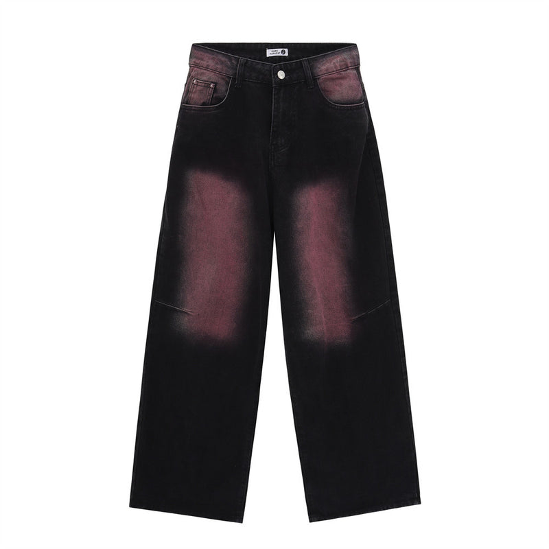 Men Jeans Inkjet Graffiti Printing Loose Casual