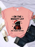 CHRISTMAS Female T-Shirts CAT ON