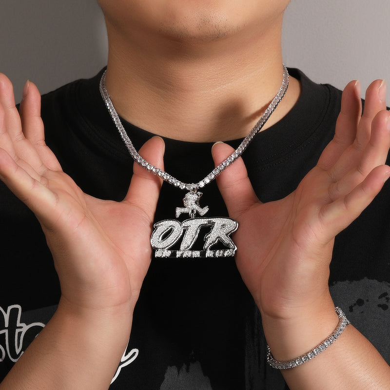Jewelry OTR letter pendant hiphop fashion micro zircon Alphabet Pieces Spectrum St. Valentine's