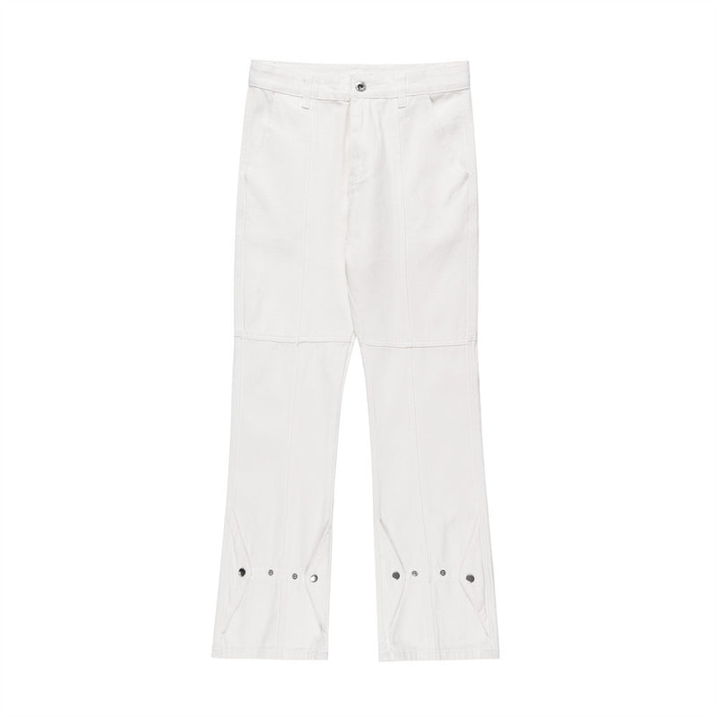 Men Jeans Breasted Pleated Horn Loose Casual
