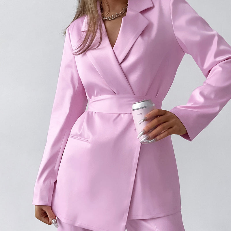Women Co-Ords Pink Blazer Autumn and Winter