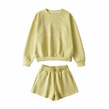 Women Hoodie Sweater Set Embroidery Loose Two-Piece Suit