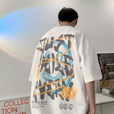 Men T Shirt Summer Graffiti Printing Loose Cotton