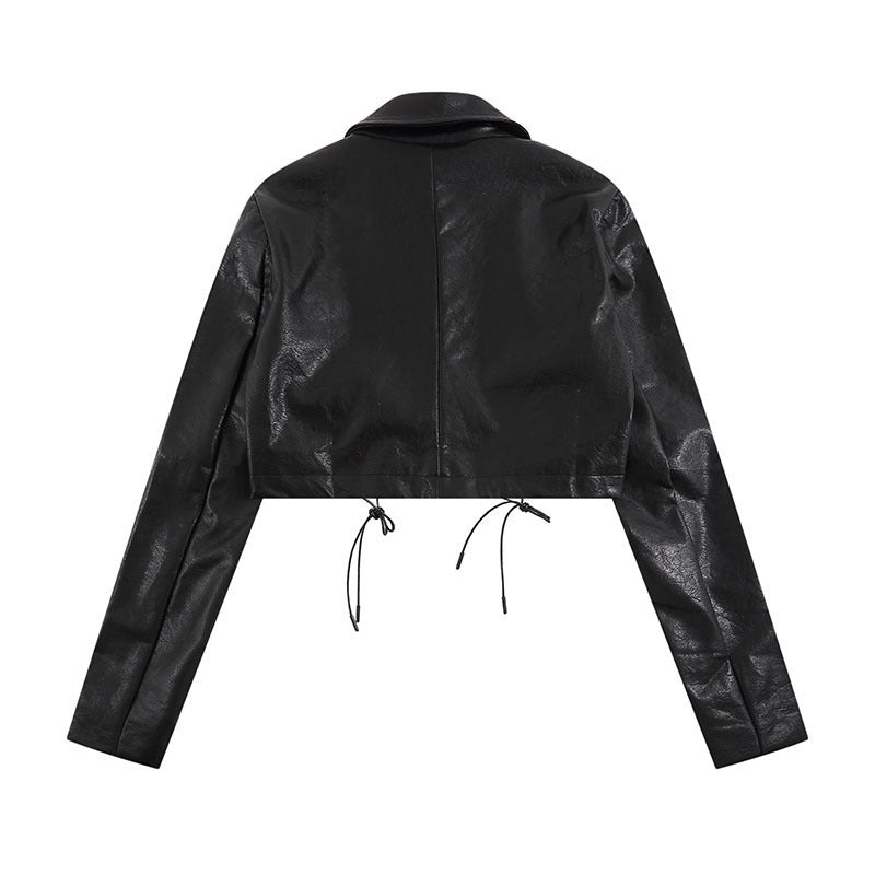 Women Jackets Cropped Leather Coat
