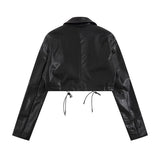 Women Jackets Cropped Leather Coat