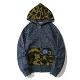 Bathing Ape Hoodie Camo Ape Head Embroidered Splicing Hooded Cardigan Zip Sweater Jacket