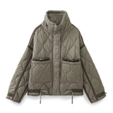 Women Cotton Coat Fashion Casual Stand Collar Coat
