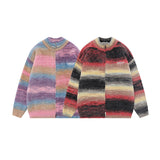 Women Sweater Gradient Striped Knitted Zipper Jacket Casual