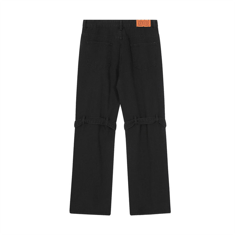 Men Jeans Metal Buttons Split Casual