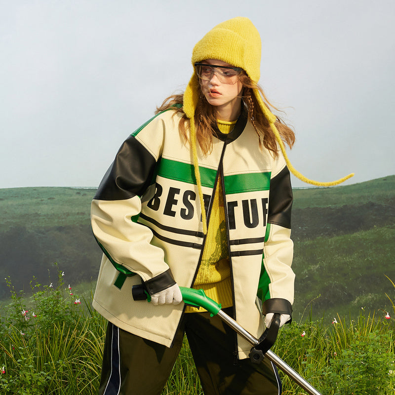 Unisex Pu Jacket Retro Loose Motorcycle Jacket