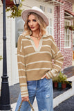 Women Pullover Sweater Fashion Striped Sweater Loose plus Size