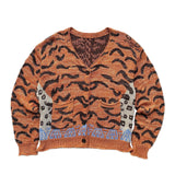Kapital Sweater Vintage Hida and Macro Japanese Leisure Tiger Pattern Leopard Print Long Sleeve Loose V-neck Knitted Cardigan