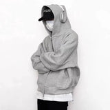 MIJKO Mens Jacket Double Zipper Heavy Simple Hooded Sweater